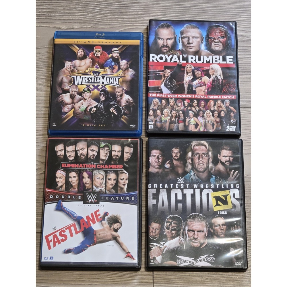 WWE 4 Movie Lot Bluray‎ DVD Wrestlemania XXX Royal Rumble Fastlane Chamber